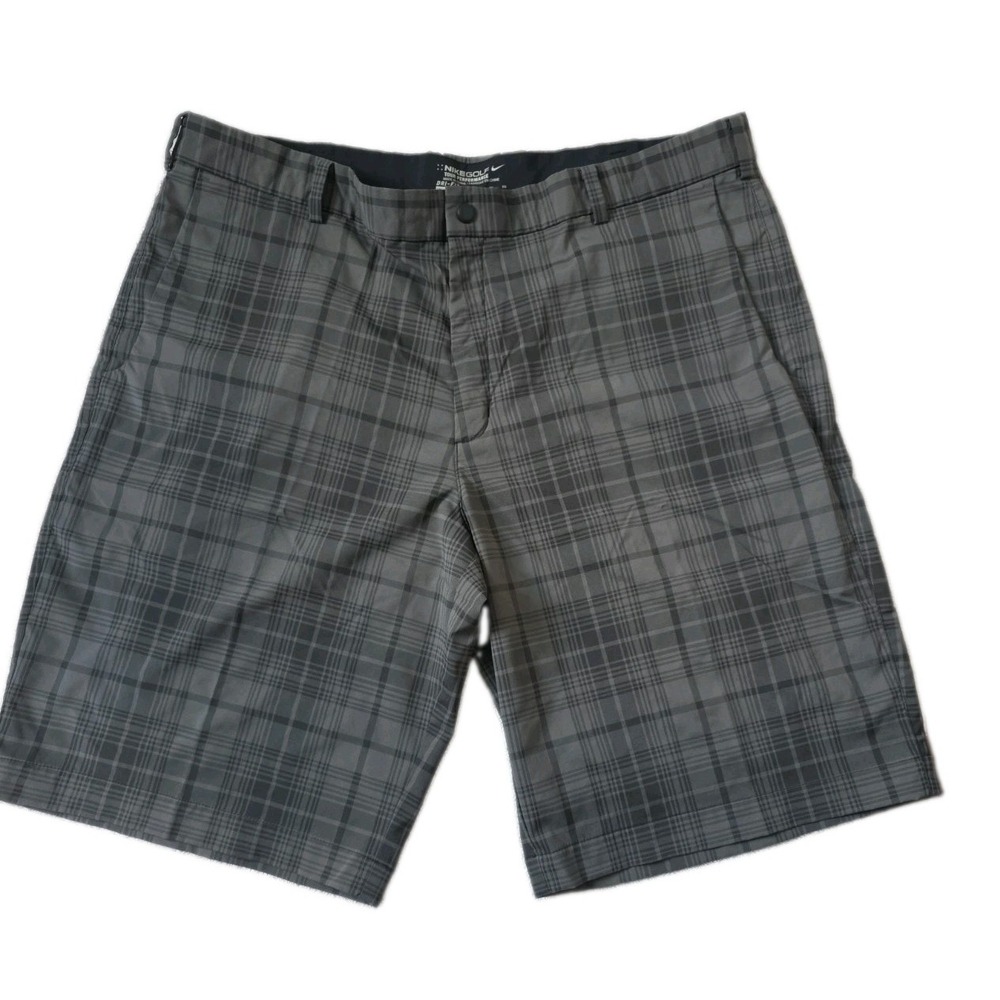 Nike Golf Shorts Mens 40 Gray Plaid Dri-Fit Tour Performance Checked Flat Front